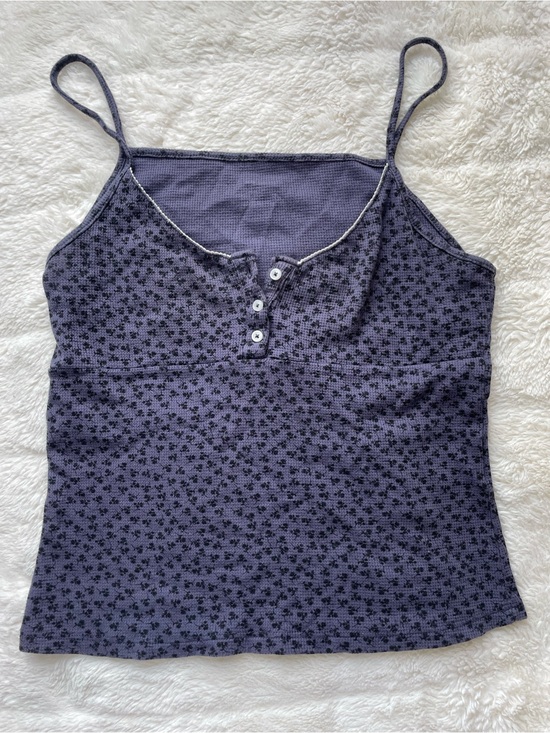 Brandy Melville Tops - Brandy Melville Purple Floral Henley Cami Tank
